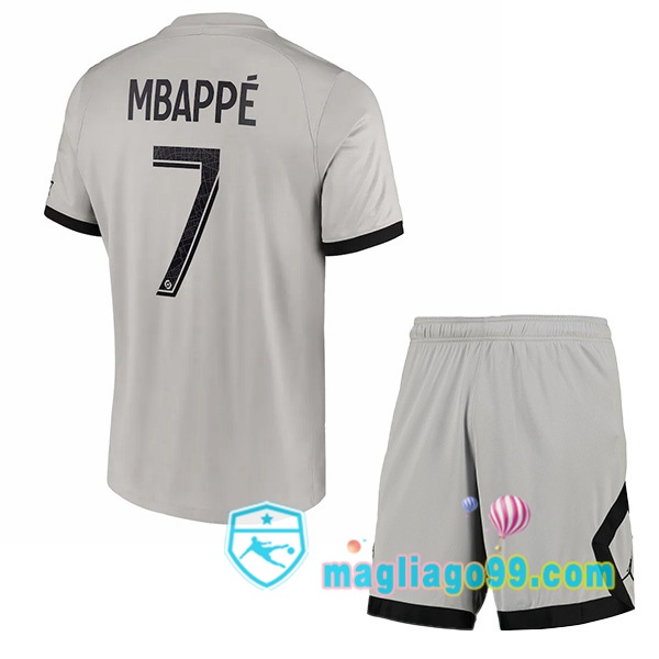 Magliago - Passione Maglie Thai Affidabili Basso Costo Online Shop | Maglia Paris PSG (Mbappé 7) Bambino Seconda Grigio 2022/2023