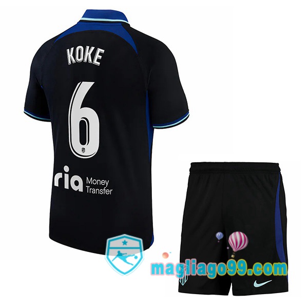 Magliago - Passione Maglie Thai Affidabili Basso Costo Online Shop | Maglia Atletico Madrid (Koke 6) Bambino Seconda Nero 2022/2023