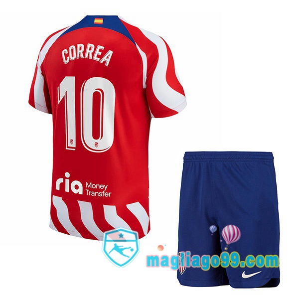 Magliago - Passione Maglie Thai Affidabili Basso Costo Online Shop | Maglia Atletico Madrid (Correa 10) Bambino Prima Rosso 2022/2023