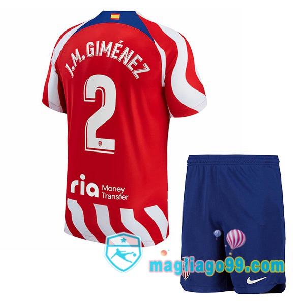 Magliago - Passione Maglie Thai Affidabili Basso Costo Online Shop | Maglia Atletico Madrid (J.M. Giménez 2) Bambino Prima Rosso 2022/2023