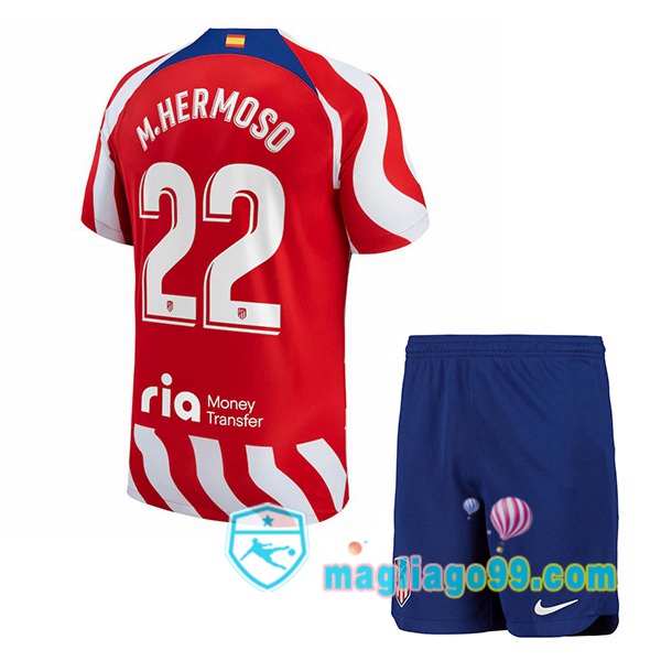 Magliago - Passione Maglie Thai Affidabili Basso Costo Online Shop | Maglia Atletico Madrid (M.Hermoso 22) Bambino Prima Rosso 2022/2023