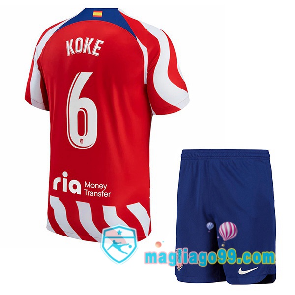 Magliago - Passione Maglie Thai Affidabili Basso Costo Online Shop | Maglia Atletico Madrid (Koke 6) Bambino Prima Rosso 2022/2023