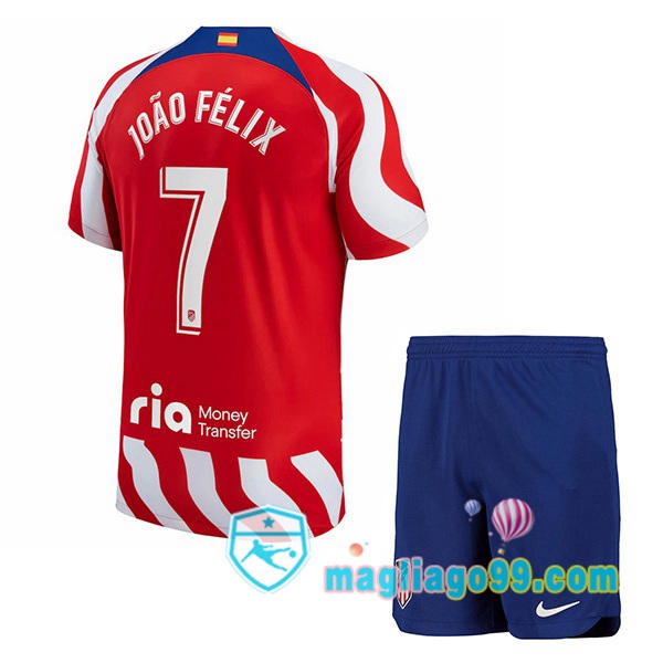 Magliago - Passione Maglie Thai Affidabili Basso Costo Online Shop | Maglia Atletico Madrid (João Félix 7) Bambino Prima Rosso 2022/2023