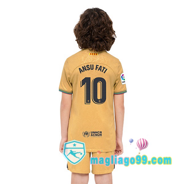 Magliago - Passione Maglie Thai Affidabili Basso Costo Online Shop | Maglia FC Barcellona (Ansu Fati 10) Bambino Seconda Giallo 2022/2023