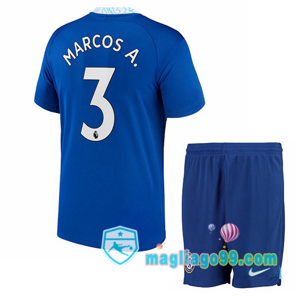 Magliago - Passione Maglie Thai Affidabili Basso Costo Online Shop | Maglia FC Chelsea (Marcos A. 3) Bambino Prima Blu 2022/2023