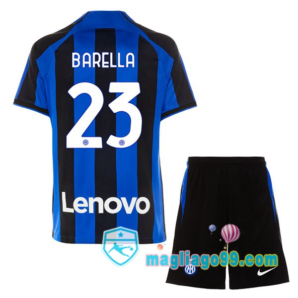 Magliago - Passione Maglie Thai Affidabili Basso Costo Online Shop | Maglia Inter Milan (BARELLA 23) Bambino Prima Nero Blu 2022/2023