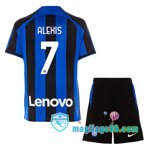 Magliago - Passione Maglie Thai Affidabili Basso Costo Online Shop | Maglia Inter Milan (ALEXIS 7) Bambino Prima Nero Blu 2022/2023