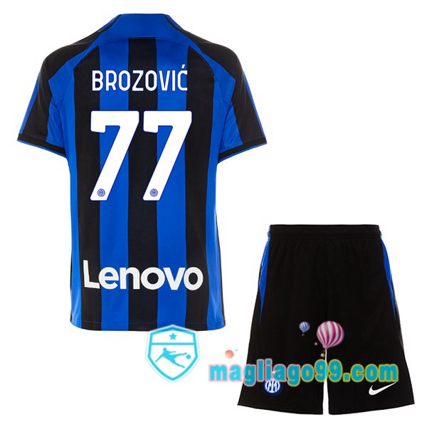 Magliago - Passione Maglie Thai Affidabili Basso Costo Online Shop | Maglia Inter Milan (BROZOVIĆ 77) Bambino Prima Nero Blu 2022/2023