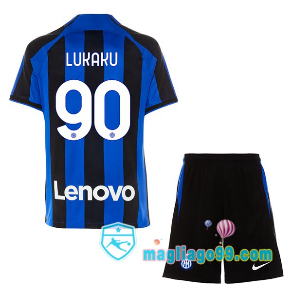 Magliago - Passione Maglie Thai Affidabili Basso Costo Online Shop | Maglia Inter Milan (LUKAKU 90) Bambino Prima Nero Blu 2022/2023