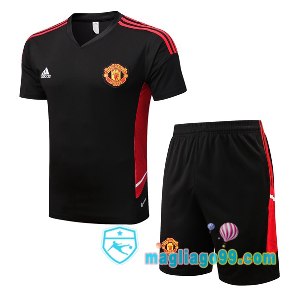 Magliago - Passione Maglie Thai Affidabili Basso Costo Online Shop | Tuta Maglie Allenamento Manchester United + Shorts Nero 2022/2023