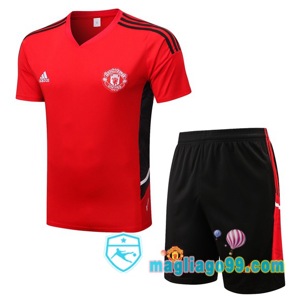 Magliago - Passione Maglie Thai Affidabili Basso Costo Online Shop | Tuta Maglie Allenamento Manchester United + Shorts Rosso 2022/2023