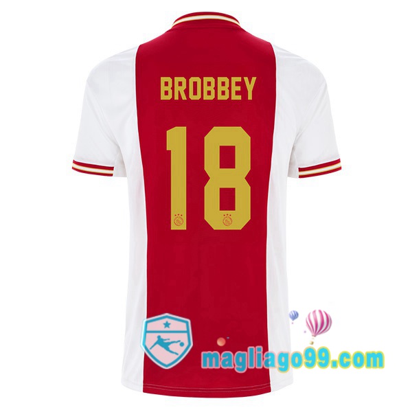 Magliago - Passione Maglie Thai Affidabili Basso Costo Online Shop | Maglia Calcio AFC Ajax (Brobbey 18) Prima Bianco Rosso 2022/2023