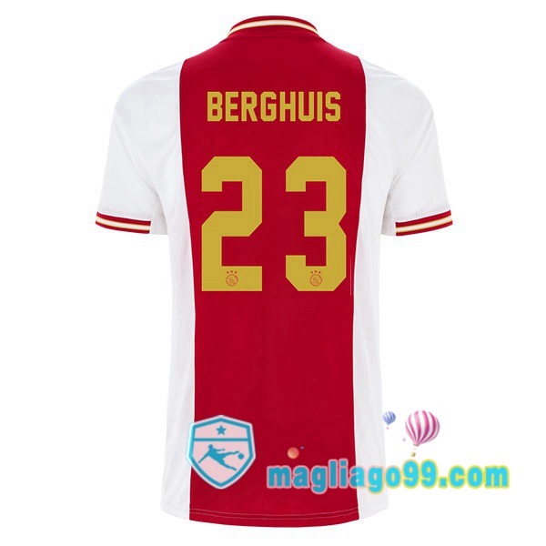 Magliago - Passione Maglie Thai Affidabili Basso Costo Online Shop | Maglia Calcio AFC Ajax (Berghuis 23) Prima Bianco Rosso 2022/2023