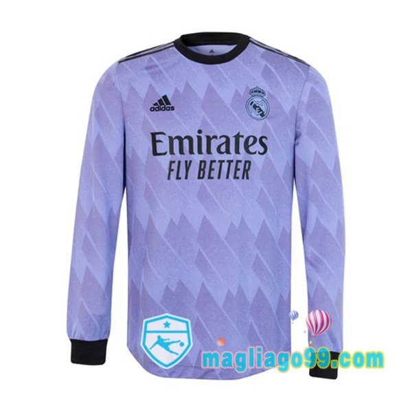 Magliago - Passione Maglie Thai Affidabili Basso Costo Online Shop | Maglia Calcio Real Madrid Seconda Maniche Lunghe Porpora 2022/2023