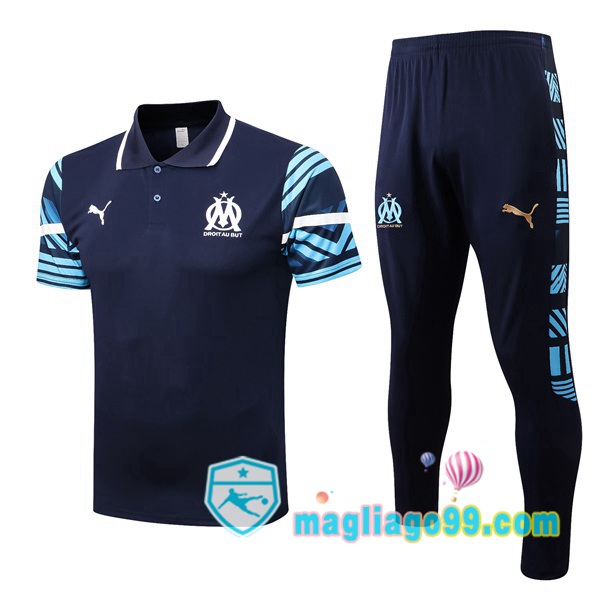 Magliago - Passione Maglie Thai Affidabili Basso Costo Online Shop | Marsiglia OM Polo Maglia Uomo + Pantaloni Blu Royal 2022/2023