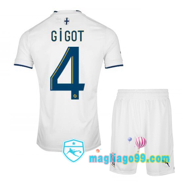 Magliago - Passione Maglie Thai Affidabili Basso Costo Online Shop | Maglia Calcio Marsiglia OM (GIGOT 4) Bambino Prima Bianco 2022/2023
