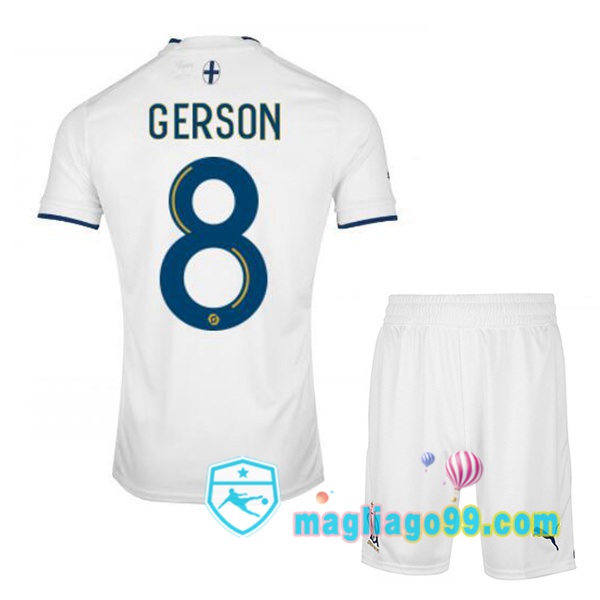 Magliago - Passione Maglie Thai Affidabili Basso Costo Online Shop | Maglia Calcio Marsiglia OM (GERSON 8) Bambino Prima Bianco 2022/2023