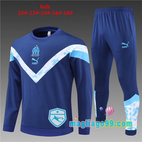 Magliago - Passione Maglie Thai Affidabili Basso Costo Online Shop | Tuta da Allenamento Marsiglia OM Bambino Blu Royal 2022/2023