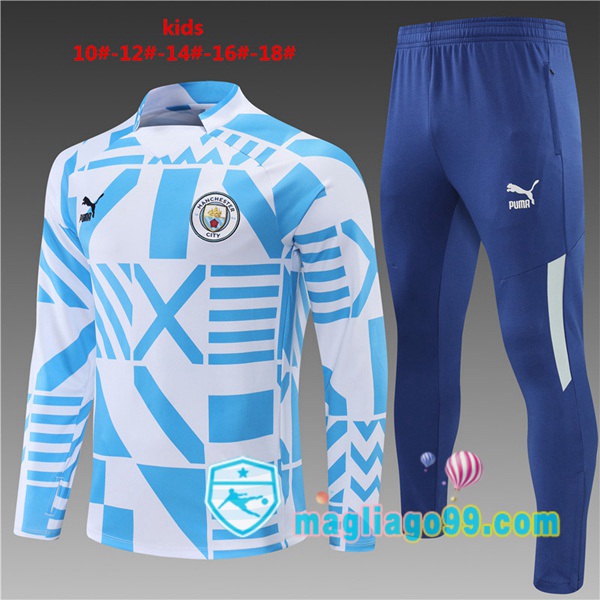 Magliago - Passione Maglie Thai Affidabili Basso Costo Online Shop | Tuta da Allenamento Manchester City Bambino Blu Bianco 2022/2023