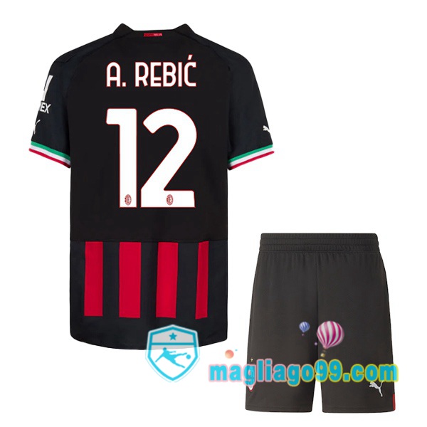 Magliago - Passione Maglie Thai Affidabili Basso Costo Online Shop | Maglia Calcio AC Milan (A. REBIĆ 12) Bambino Prima Rosso 2022/2023