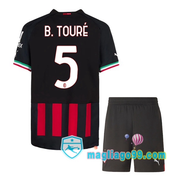 Magliago - Passione Maglie Thai Affidabili Basso Costo Online Shop | Maglia Calcio AC Milan (B. TOURÉ 5) Bambino Prima Rosso 2022/2023