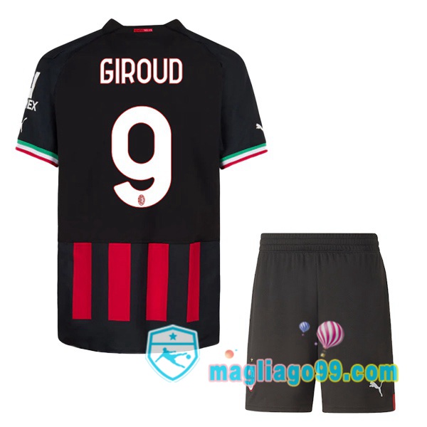 Magliago - Passione Maglie Thai Affidabili Basso Costo Online Shop | Maglia Calcio AC Milan (GIROUD 9) Bambino Prima Rosso 2022/2023
