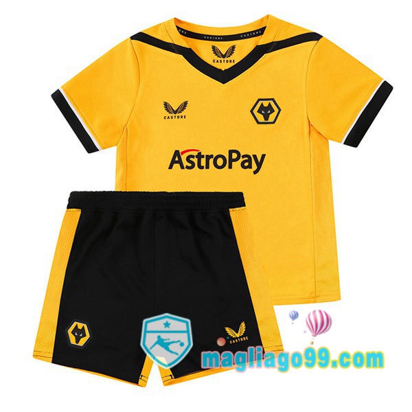 Magliago - Passione Maglie Thai Affidabili Basso Costo Online Shop | Maglia Calcio Wolves Bambino Prima Giallo 2022/2023