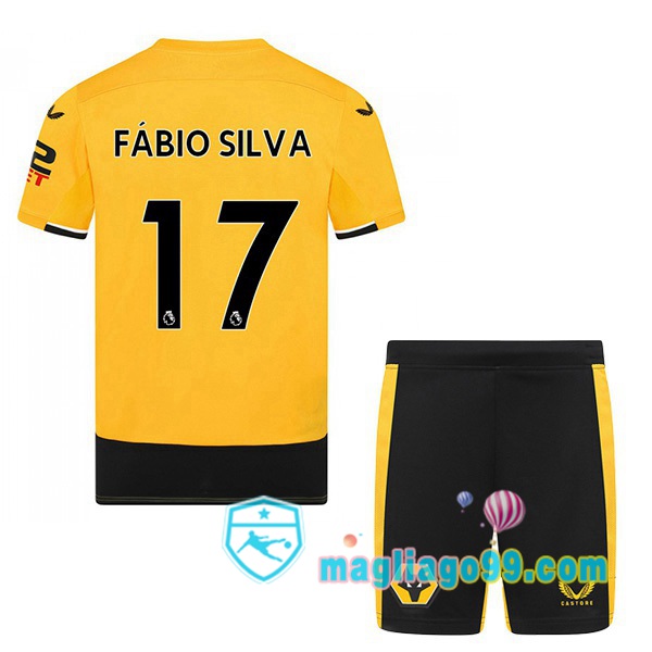 Magliago - Passione Maglie Thai Affidabili Basso Costo Online Shop | Maglia Calcio Wolves (FABIO SILVA 17) Bambino Prima Giallo 2022/2023