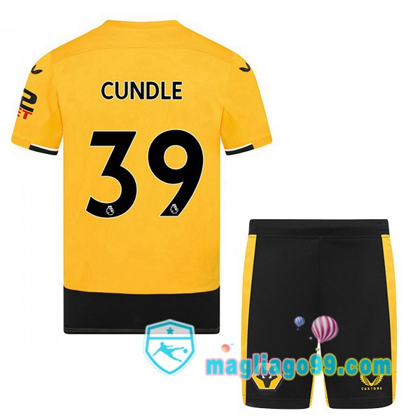 Magliago - Passione Maglie Thai Affidabili Basso Costo Online Shop | Maglia Calcio Wolves (CUNDLE 39) Bambino Prima Giallo 2022/2023