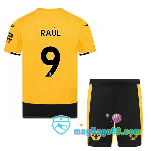 Magliago - Passione Maglie Thai Affidabili Basso Costo Online Shop | Maglia Calcio Wolves (RAUL 9) Bambino Prima Giallo 2022/2023
