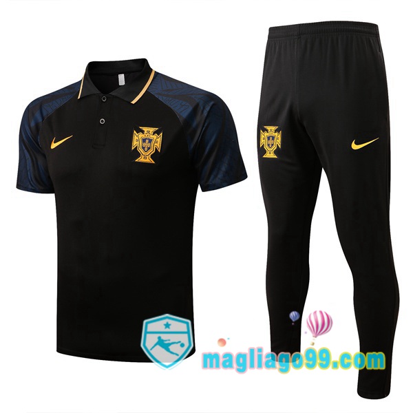 Magliago - Passione Maglie Thai Affidabili Basso Costo Online Shop | Portogallo Polo Maglia Uomo + Pantaloni Nero 2022/2023