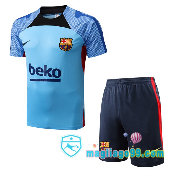 Magliago - Passione Maglie Thai Affidabili Basso Costo Online Shop | Tuta Maglie Allenamento FC Barcellona + Shorts Blu 2022/2023