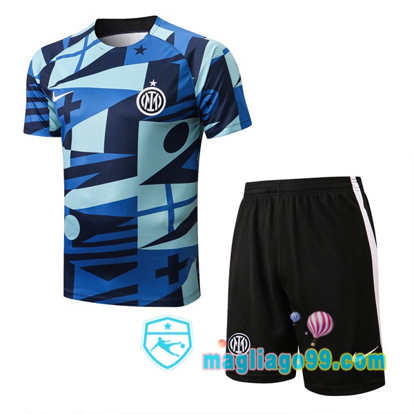 Magliago - Passione Maglie Thai Affidabili Basso Costo Online Shop | Tuta Maglie Allenamento Inter Milan + Shorts Blu 2022/2023