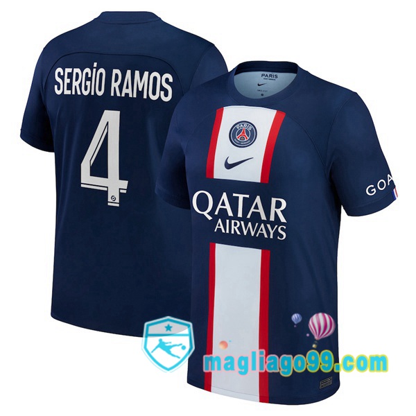 Magliago - Passione Maglie Thai Affidabili Basso Costo Online Shop | Maglia Calcio Paris PSG (Sergio Ramos 4) Prima Blu Royal 2022/2023