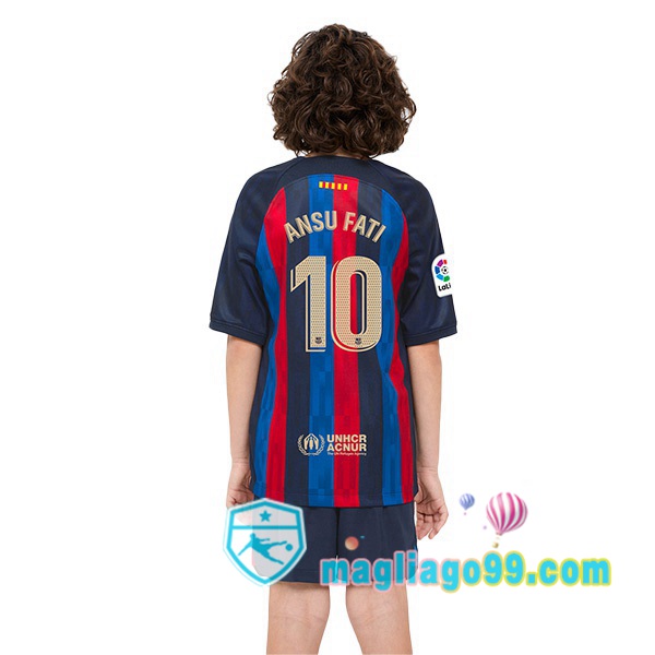 Magliago - Passione Maglie Thai Affidabili Basso Costo Online Shop | Maglia Calcio FC Barcellona (Ansu Fati 10) Bambino Prima Rosso Blu 2022/2023