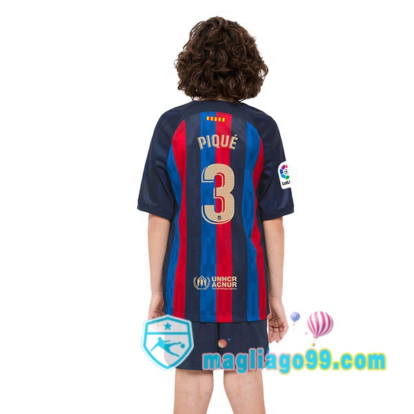 Magliago - Passione Maglie Thai Affidabili Basso Costo Online Shop | Maglia Calcio FC Barcellona (Gerard Piqué 3) Bambino Prima Rosso Blu 2022/2023