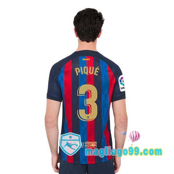 Magliago - Passione Maglie Thai Affidabili Basso Costo Online Shop | Maglia Calcio FC Barcellona (Gerard Piqué 3) Prima Rosso Blu 2022/2023