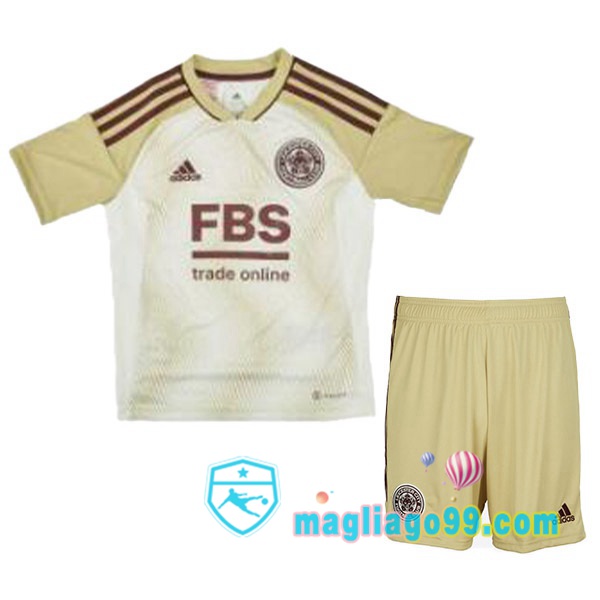 Magliago - Passione Maglie Thai Affidabili Basso Costo Online Shop | Maglia Leicester City Bambino Terza Bianco Giallo 2022/2023