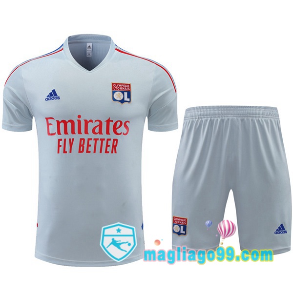 Magliago - Passione Maglie Thai Affidabili Basso Costo Online Shop | Tuta Maglie Allenamento Lyon OL + Shorts Grigio 2022/2023