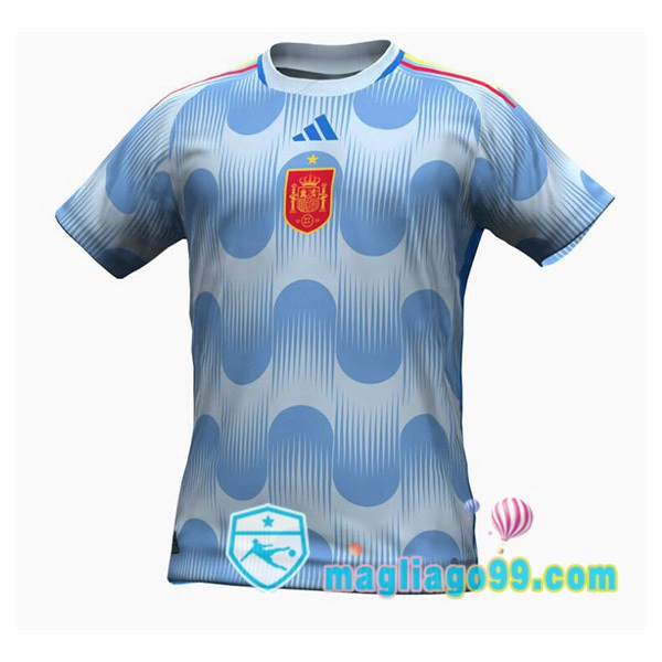 Magliago - Passione Maglie Thai Affidabili Basso Costo Online Shop | Nazionale Maglia Calcio Spagna Seconda Blu Bianco Versione Trapelata 2022/2023