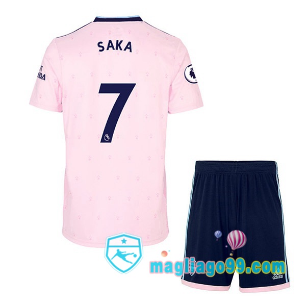 Magliago - Passione Maglie Thai Affidabili Basso Costo Online Shop | Maglia Arsenal (SAKA 7) Bambino Seconda Rosa 2022/2023
