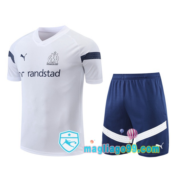 Magliago - Passione Maglie Thai Affidabili Basso Costo Online Shop | Tuta Maglie Allenamento Marsiglia OM + Shorts Bianco 2022/2023