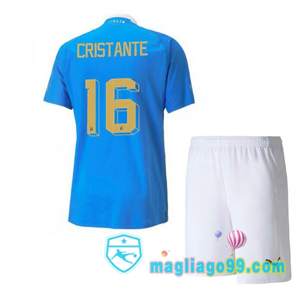 Magliago - Passione Maglie Thai Affidabili Basso Costo Online Shop | Maglia Italia（Cristante 16）Bambino Prima Blu 2022/2023