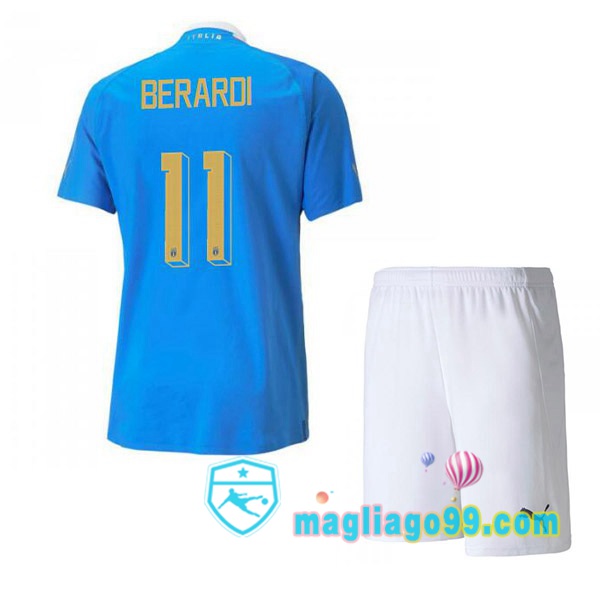 Magliago - Passione Maglie Thai Affidabili Basso Costo Online Shop | Maglia Italia（Berardi 11）Bambino Prima Blu 2022/2023