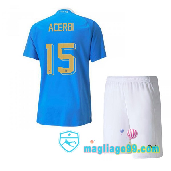 Magliago - Passione Maglie Thai Affidabili Basso Costo Online Shop | Maglia Italia（Acerbi 15）Bambino Prima Blu 2022/2023