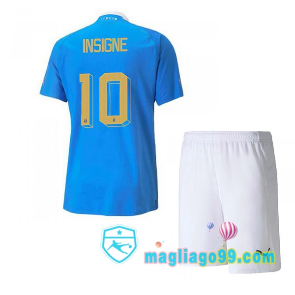 Magliago - Passione Maglie Thai Affidabili Basso Costo Online Shop | Maglia Italia（Insigne 10）Bambino Prima Blu 2022/2023