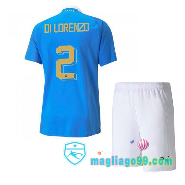 Magliago - Passione Maglie Thai Affidabili Basso Costo Online Shop | Maglia Italia（Di Lorenzo 2）Bambino Prima Blu 2022/2023