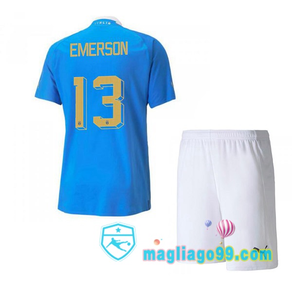 Magliago - Passione Maglie Thai Affidabili Basso Costo Online Shop | Maglia Italia（Emerson 13）Bambino Prima Blu 2022/2023