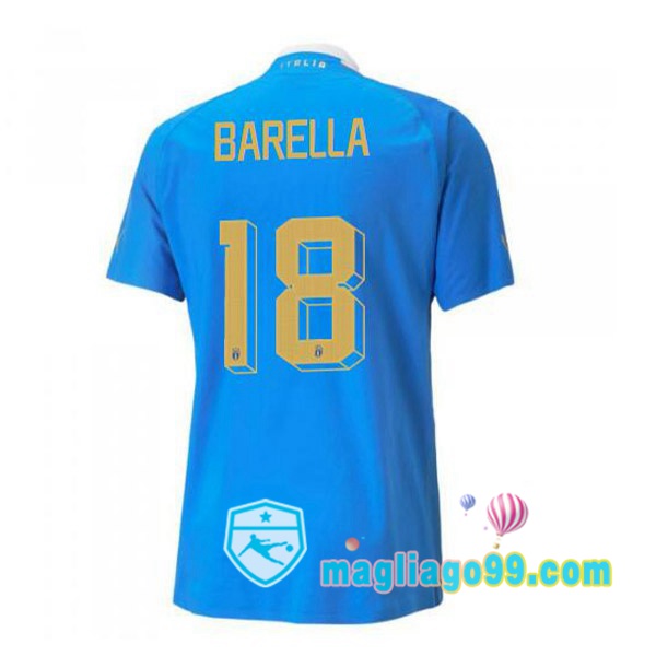 Magliago - Passione Maglie Thai Affidabili Basso Costo Online Shop | Nazionale Maglia Calcio Italia（Barella 18）Prima Blu 2022/2023