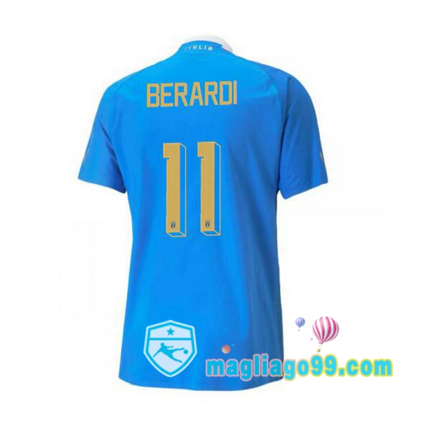 Magliago - Passione Maglie Thai Affidabili Basso Costo Online Shop | Nazionale Maglia Calcio Italia（Berardi 11）Prima Blu 2022/2023